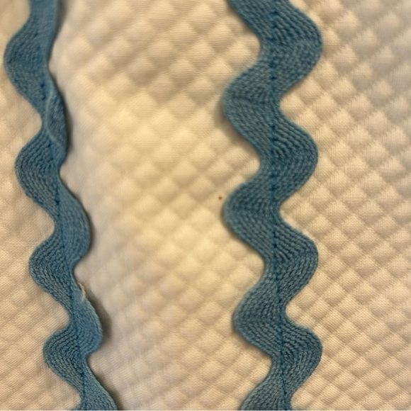 J. McLaughlin Skirt 6 Bric Brac Trim blue white quilted - Picture 4 of 10